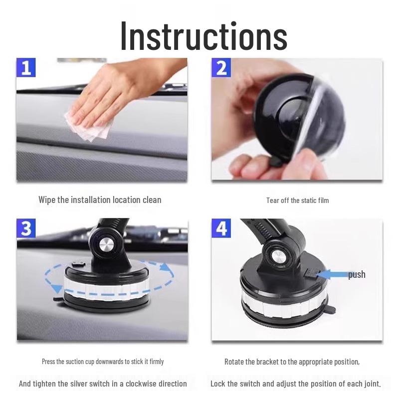 Universal Car Dashboard Phone Holder with Vacuum Suction Cup and Stable Navigation Support