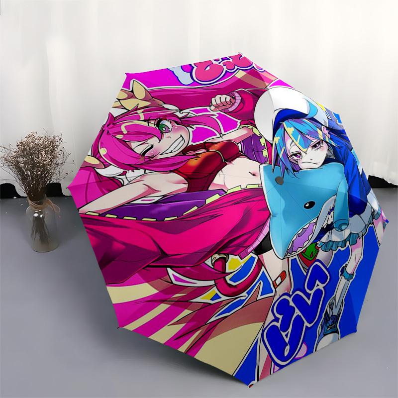 1pc Outdoor Umbrella with Anime Print - Automatic Opening/Closing, Portable 3-Fold Design, 8-Rib Iron Frame - Perfect Gift for Fans, Travelers, E