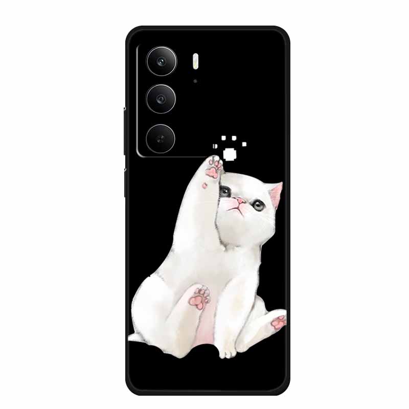 Для Realme Narzo 80 Lite 5G Чехол Narzo80 Lite Чехол Мультяшный Кот ТПУ Черный Силикон Мягкий Чехол для Телефона Для Realme Narzo 80Lite Funda