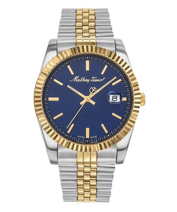Mathey-Tissot Мужские часы Mathy III из двухцветной нержавеющей стали с синим циферблатом, кварцевые H810BBU