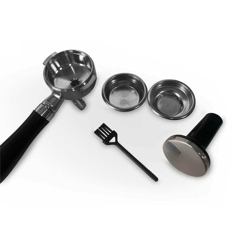 KitchenCook Эспрессо-машина с кофемолкой - Давление 19 бар - Автоматическое отключение - Паровая трубка из нержавеющей стали - 2 фильтра - Подогреваемая платформа