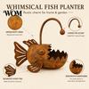 Weathered Metal Planter Fish Shaped Planter, Rustic Anglerfish Flower Pot, Decorative Pot Rusty Plant for Succulents Cacti Small Plants