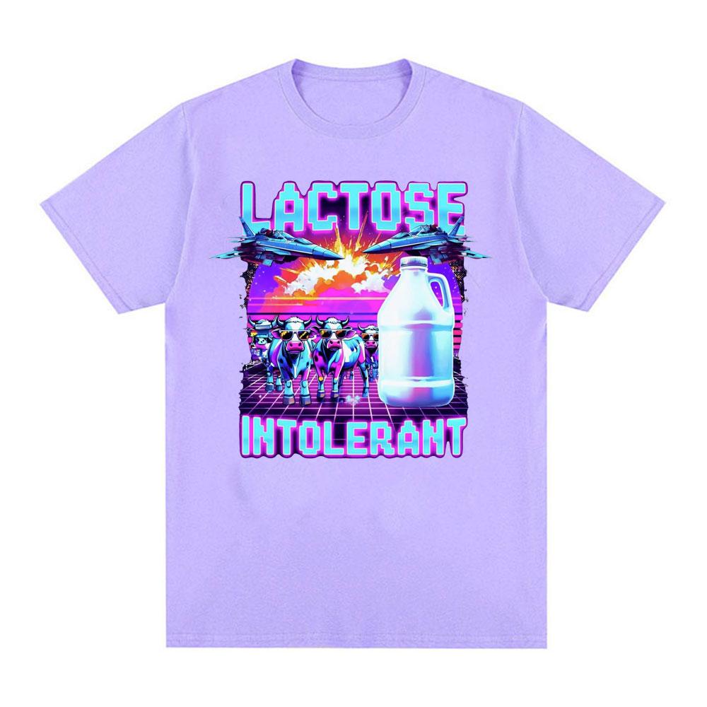 Lactose Intolerant Meme New Graphic TShirt Retro Milk 90s Funny T Shirts Unisex Women Casual 100 Cotton Humor Short Sleeve Tshirt