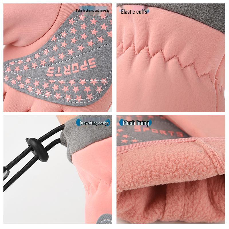 Детские зимние перчатки на флисовой подкладке: Теплые, Нескользящие для Велоспорта на Открытом Воздухе, для Мальчиков и Девочек