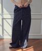 CITTA Flower Waffle Wide Pants_Ctb577(Navy)