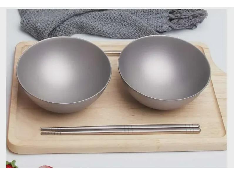 Набор столовых приборов для улицы из чистого титана: Миска, палочки для еды и ложка для кемпинга и пикника