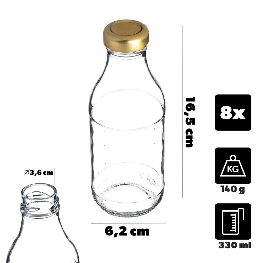 KADAX Butelka Szklana Soczek 330ml Z Zakrętką Na Sok Butelki Na Soki Nalewki 