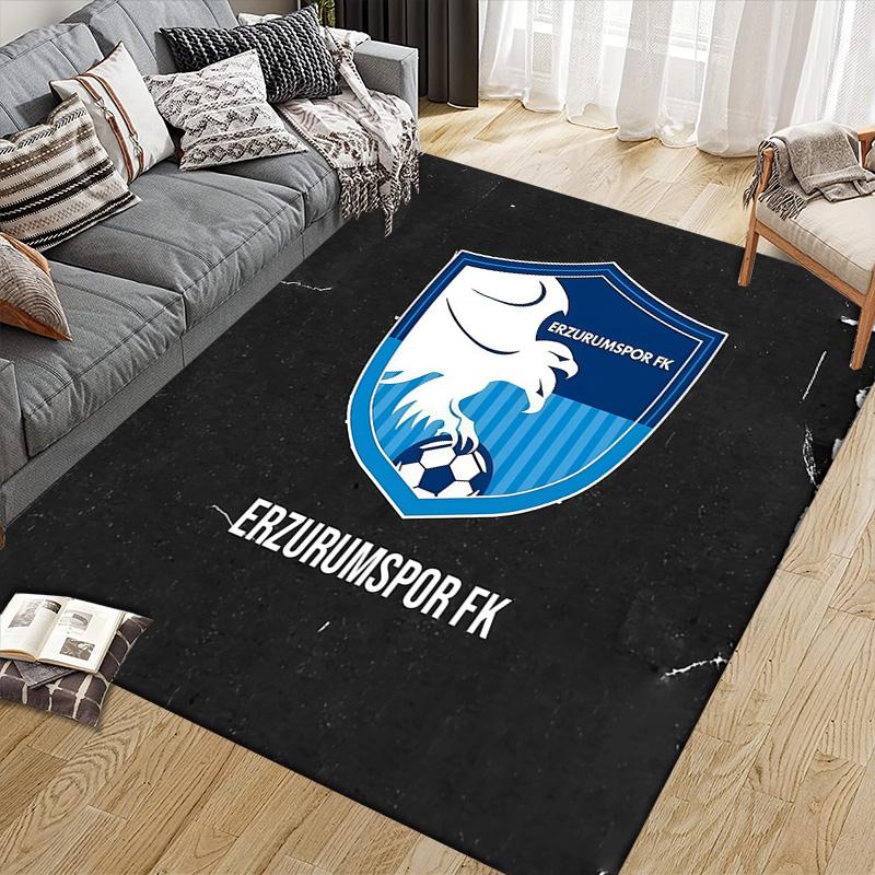 Квадратный ковер с фланелевым узором Erzurumspor FK, Ковер для гостиной, спальни, дивана, игровой комнаты, Нескользящий коврик для пола