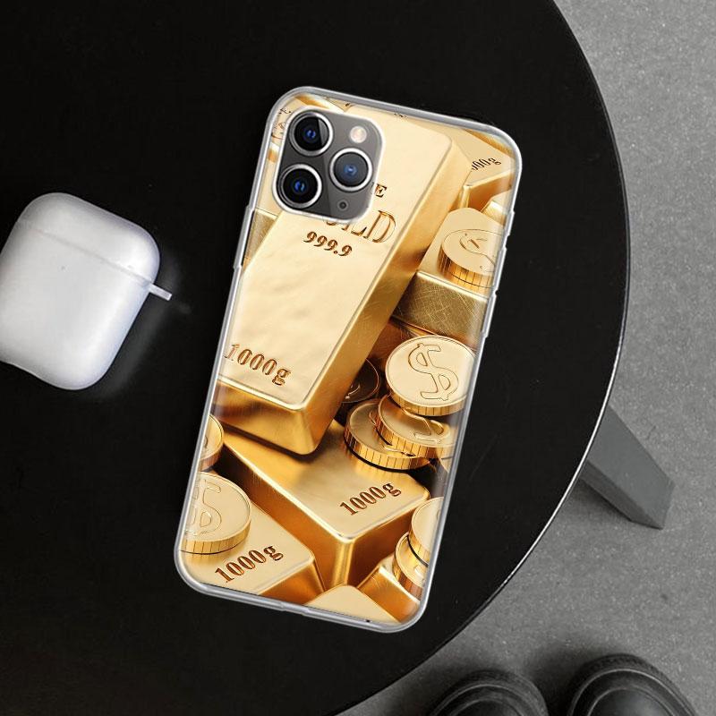 Чехол-бампер с узором из тонкого золота для iPhone 11 12 13 Mini 14 15 Plus 16 Pro Max 17 Air 7 8 + SE Художественный Индивидуальный Fundas