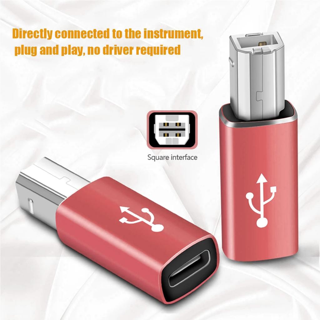 Portable USB C Female to MIDI Adapter Female USB C to Male USB B Printer Adapter High-Speed Transmission Connector