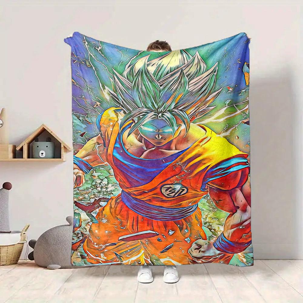 1pc Goku, Saiyan Blanket Lightweight Flannel Blanket Throw Blanket For Sofa, Bed, Travel, Camping, Livingroom, Office, Couch