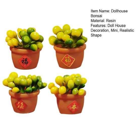 1:12 миниатюрный кукольный домик, мини-искусственное оранжевое растение в горшке, имитация бонсай, домашний декор для дома, гостиной, офиса, спальни