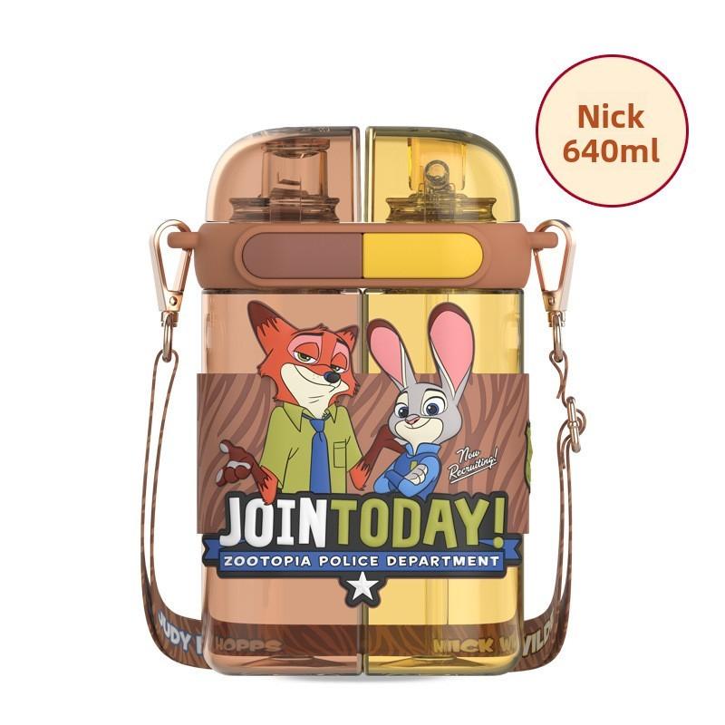 Zootopia Nick And Judy Plastic Straw Cup With Tritan Material For Kids
