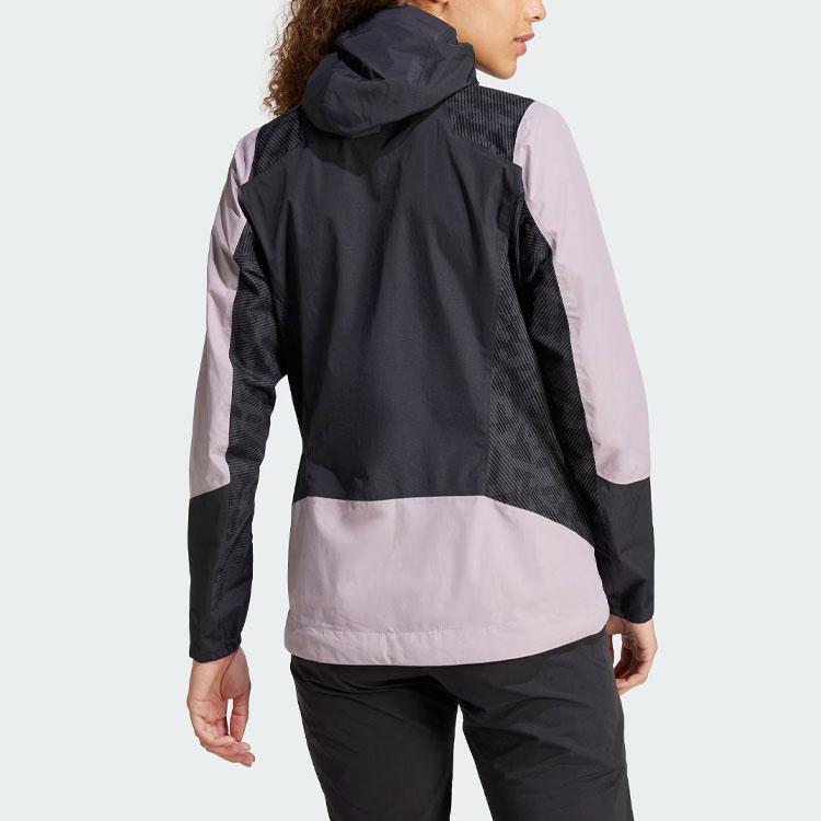 Adidas Цветные блоки Спортивная куртка с капюшоном для женщин Куртка-дождевик Серый Фиолетовый IP1495