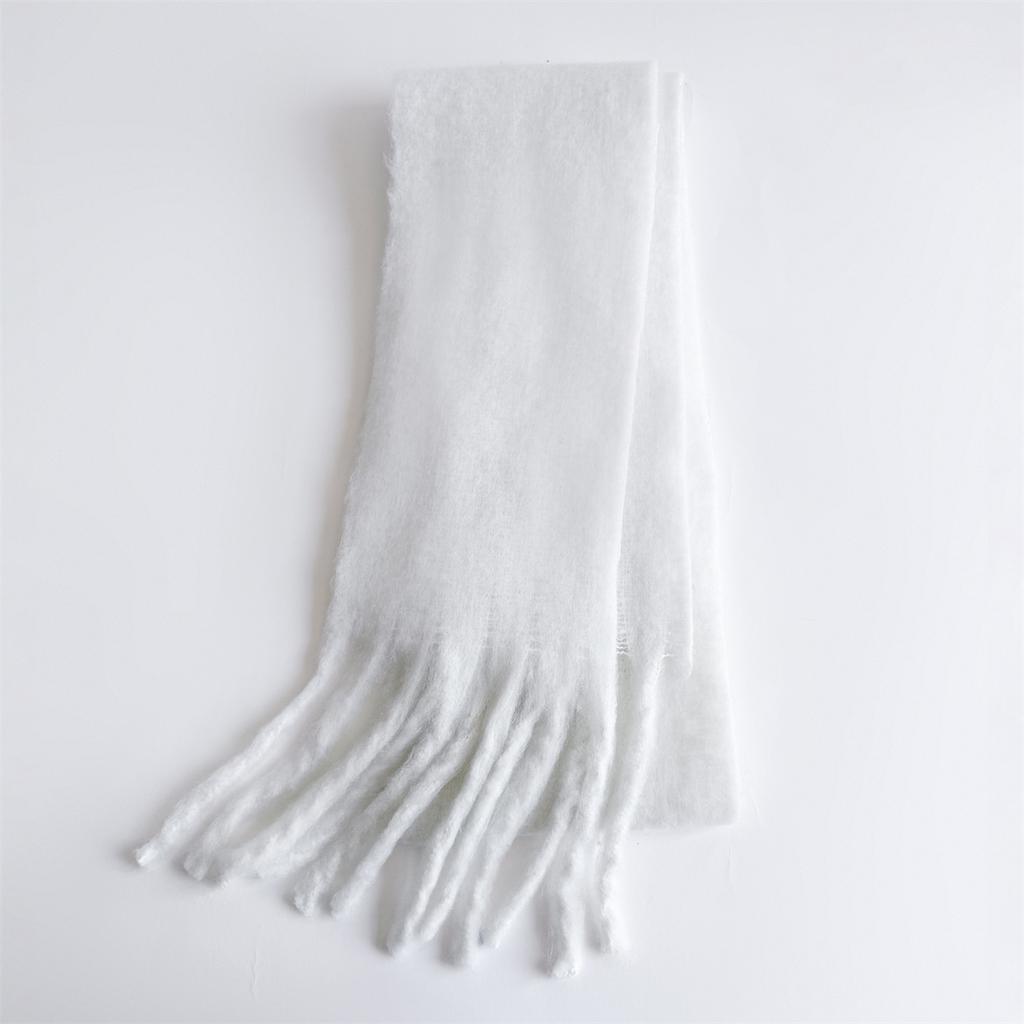 20*200cm Small Long Cashmere Scarf Women Thick Winter Warm Solid Color Shawl Wraps Tassel Hijab Stoles Foulard Femme Pashmina