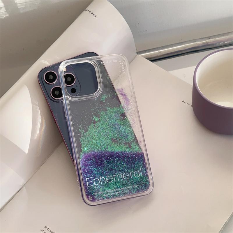 Блестящий жидкий зыбучий песок силиконовый чехол для телефона Apple 11/12/13/15 Pro Max, противоударный, английский динамичный модный