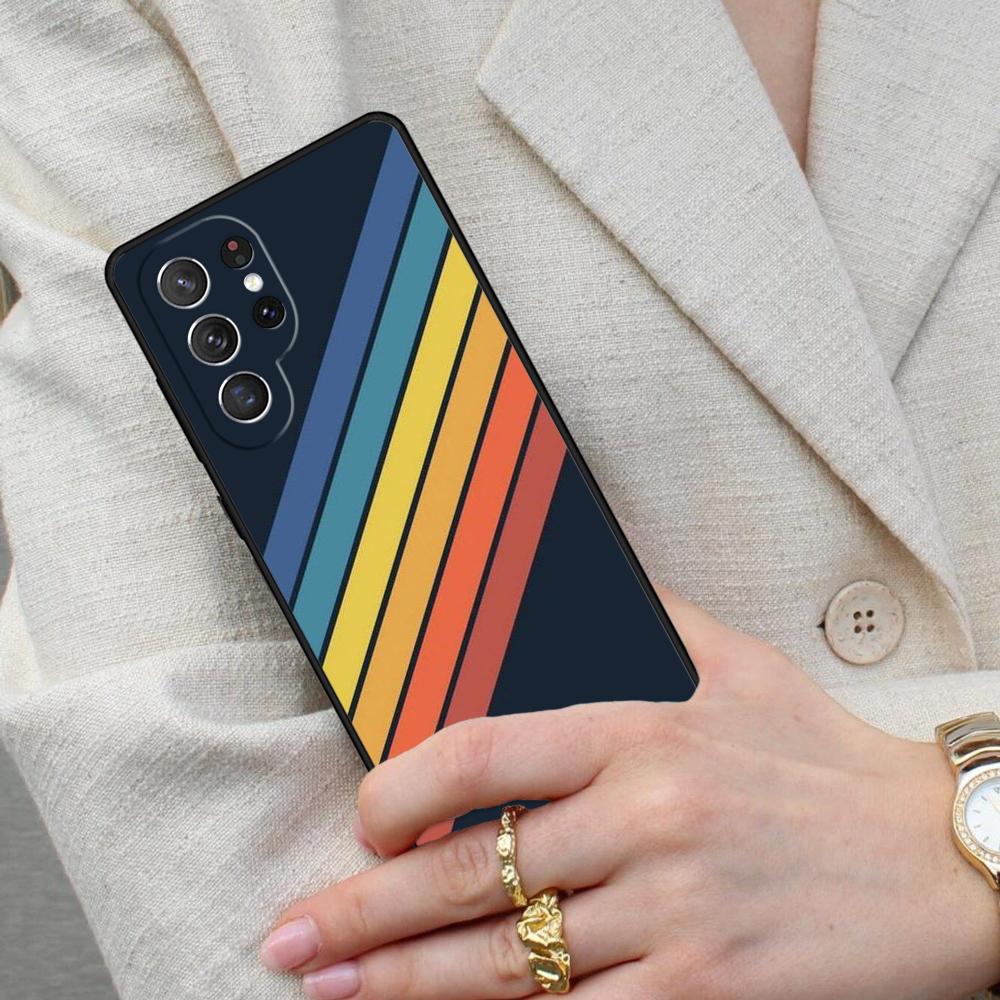 Эстетичный чехол для мобильного телефона в ретро-полоску для Samsung Galaxy S26 Ultra S25 S24 S23 S22 S21 S20 Note10