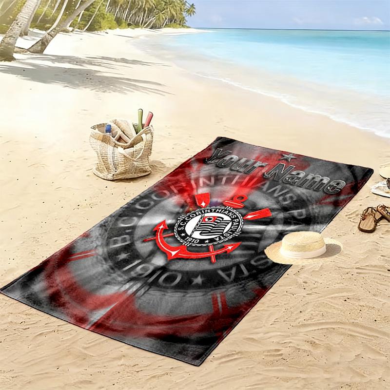 Name Custom Sport Club Corinthians Paulista Print Beach Towel, Large Soft Quick Dry Towel for Beach Camping Swimming