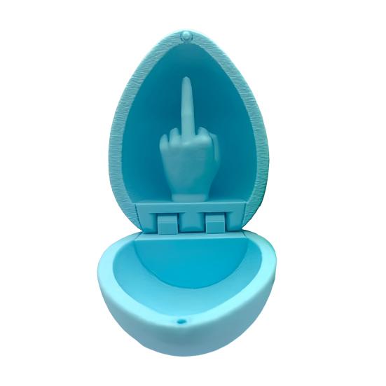 3D-печатная игрушка в виде яйца со средним пальцем. Цветное пасхальное яйцо со средним пальцем.