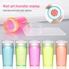 1 Set Nail Art Stamp Easy Printing Detachable High Durability DIY Fluorescent French Tip Nail Silicone Stamper Tool Nail Salon Supply
