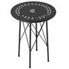 Garden Table Round Patio Table With Flower Pattern Steel Bistro Table For Indoor And Outdoor Black