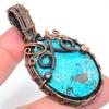 Тибетская бирюза Ручная работа Медная проволока Оплетка Ювелирная подвеска 2,56" Z8f01