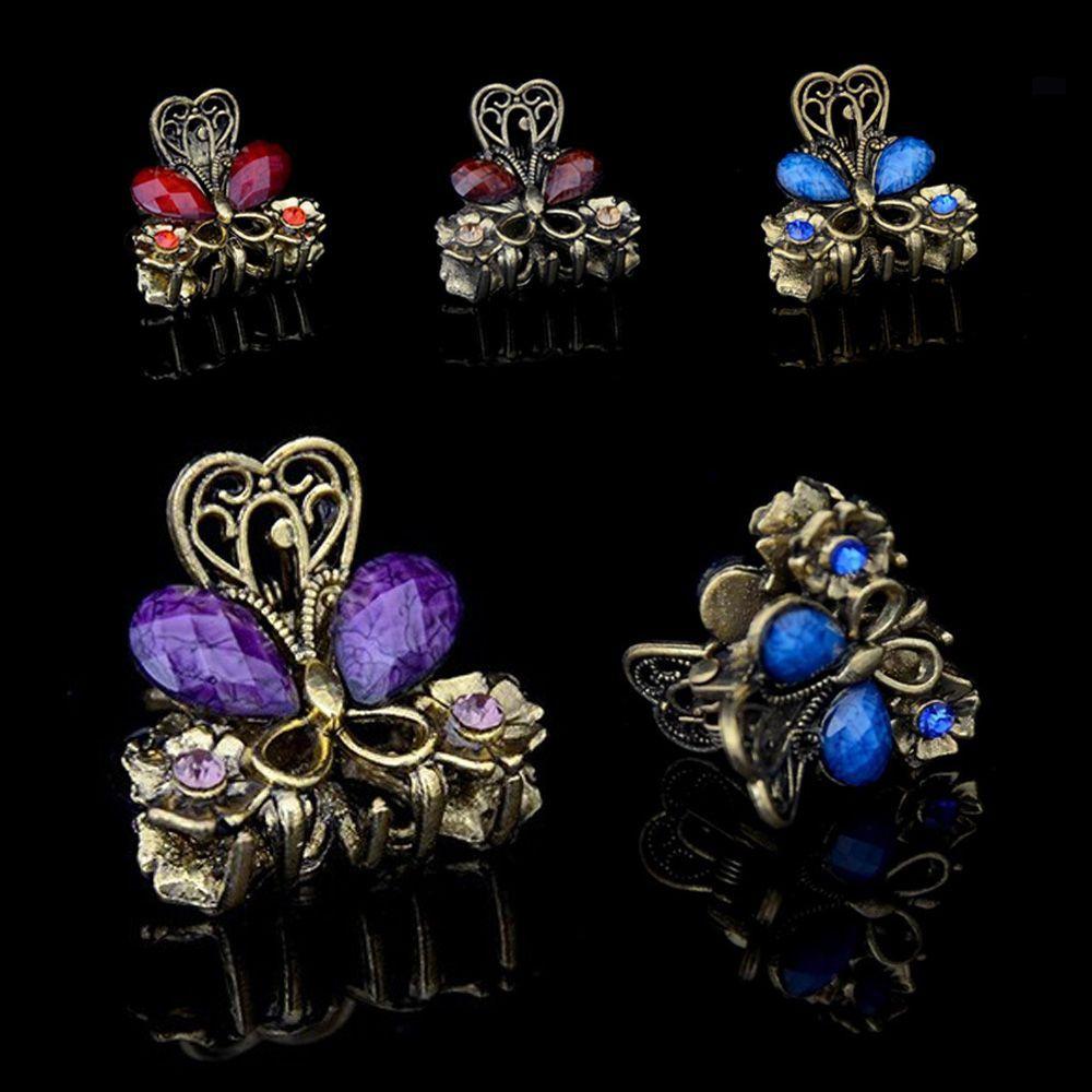 Accessories Retro Vintage Women Girls Jewelry Mini Butterfly Hair Clip Claw Resin Hairpins