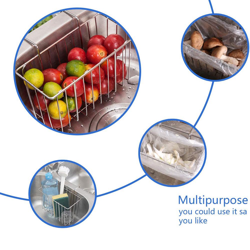 Стальная домашняя раковина Аксессуар Мусорное ведро Держатель для губок Кухонные принадлежности Корзина для раковины Сушилка-подставка
