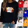 Winter Women's Printed Tops T-shirt Ladies Round Neck Long Sleeve Casual Sweatshirt Plus Size Blouse