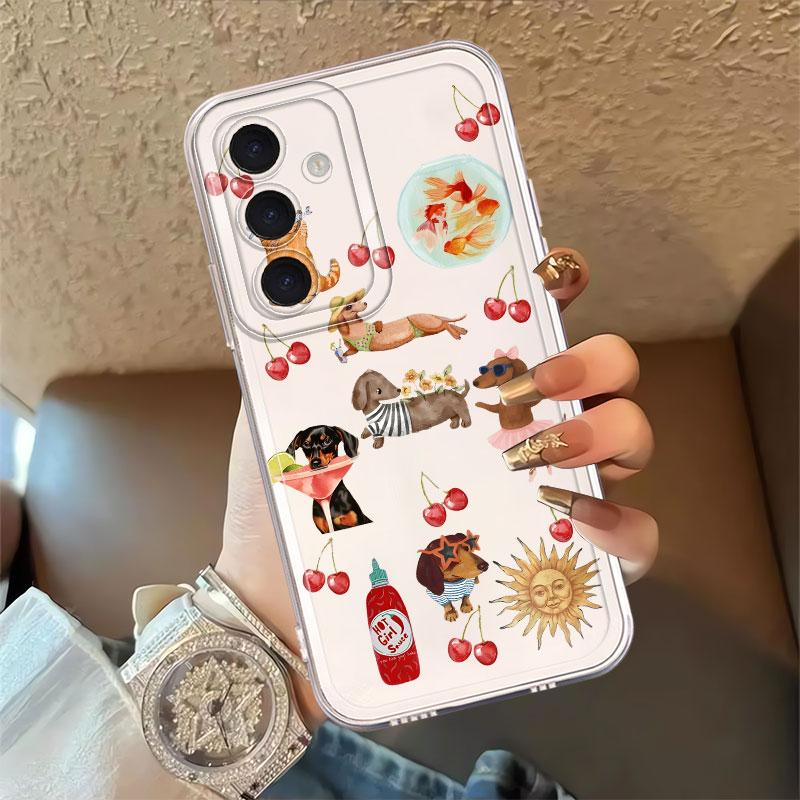 Чехол-накладка с мультяшными кошкой и собакой для Samsung Galaxy S26 S21 S22 FE Note 20 Ultra 10 S20 Plus S24 S23 Ultra S25 Edge