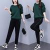 Women's Casual Sports Suit Spring and Autumn Korean Version of The Age-reducing Loose Round Neck Sweater Pants Two-piece Suit