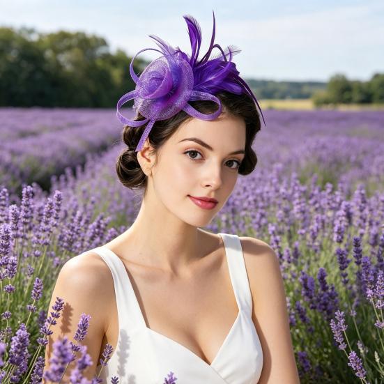 Ретро-ободок-fascinator из сетки и перьев с цветочными акцентами для женщин - Идеально подходит для чаепитий, коктейльных вечеринок или свадеб