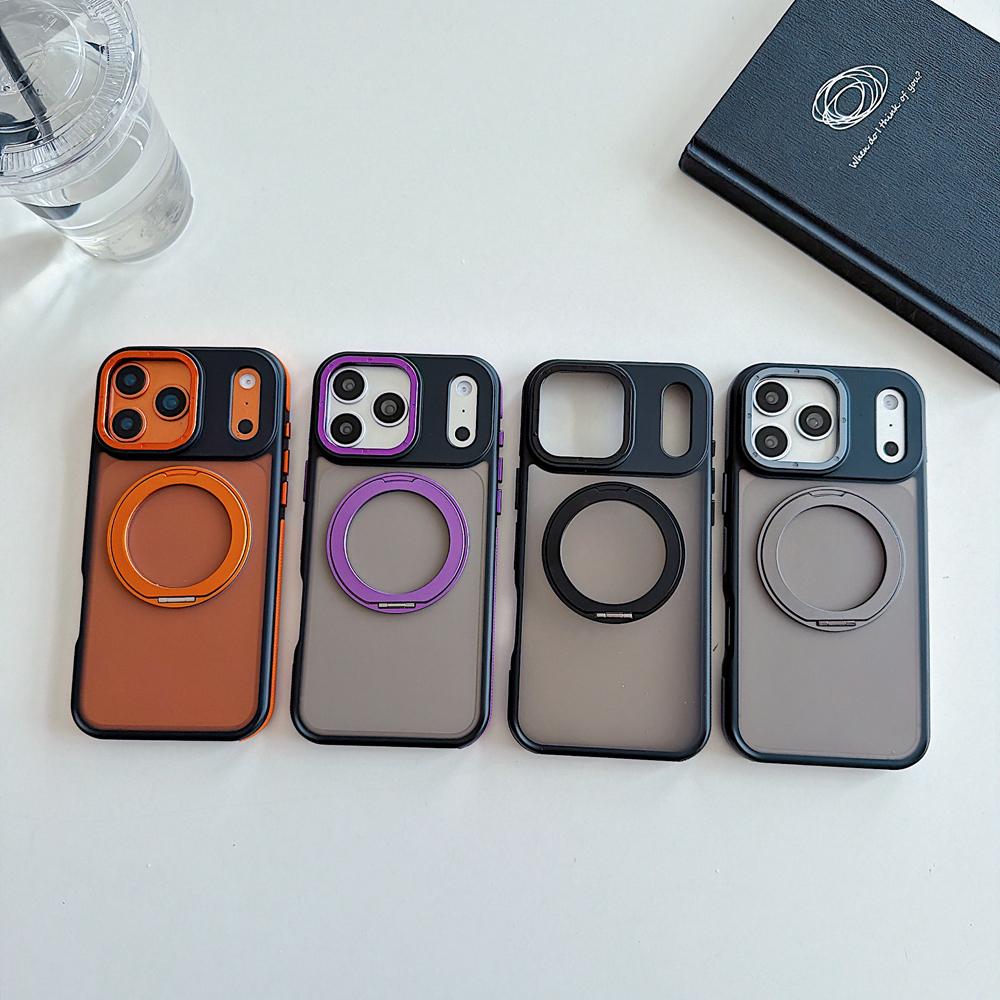 KEYSION Matte Translucent Magnetic Phone Case for MagSafe for iPhone 17 Pro Max 17 Air 360° Rotating Ring Stand Shockproof Cover