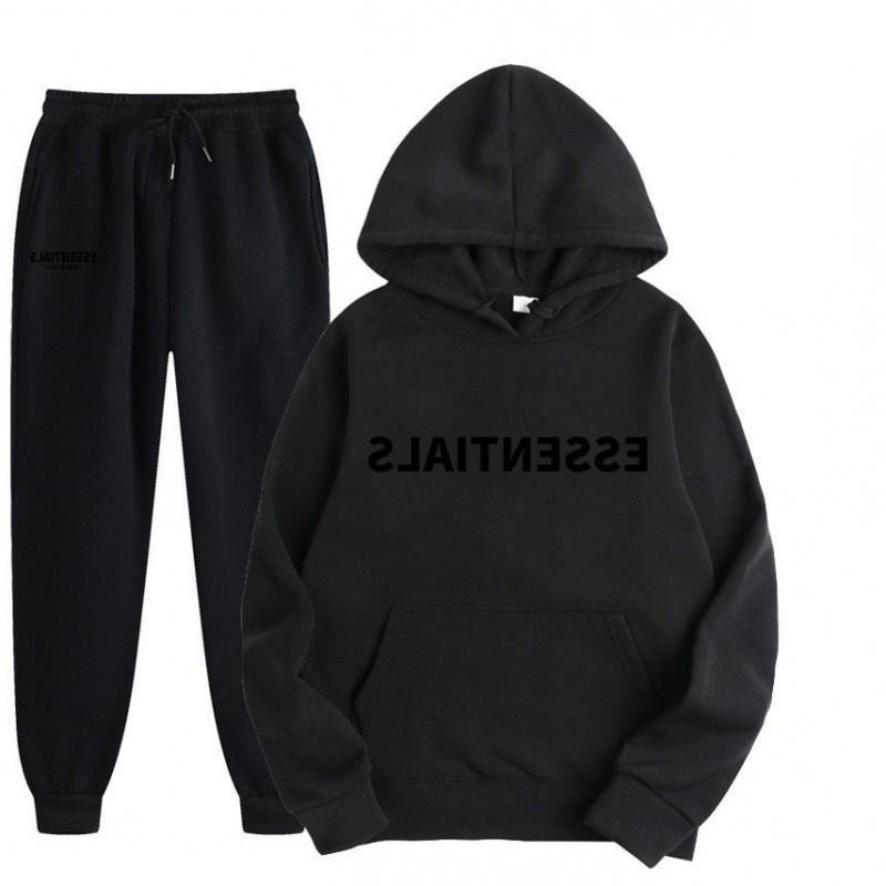 Unisex Oversized Hooded Sweatshirt Set With Letter Print - Casual Loose Fit Pullover Jogger Pants Fall