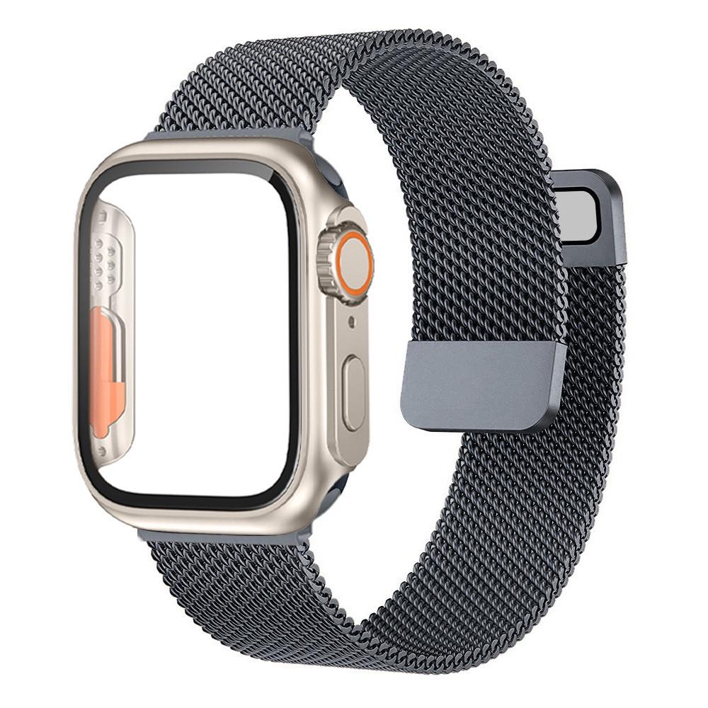 Стекло + чехол + ремешок для Apple Watch Band 44 мм, 40 мм, 45 мм, 41 мм, чехол + браслет-миланская петля Correa iWatch series 7 se 6 8 ultra