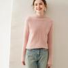 2024 Autumn/Winter Women's Retro Cable Knit Half-High Neck Cashmere Loose Pullover Sweater - Simple Solid Color Base Layer
