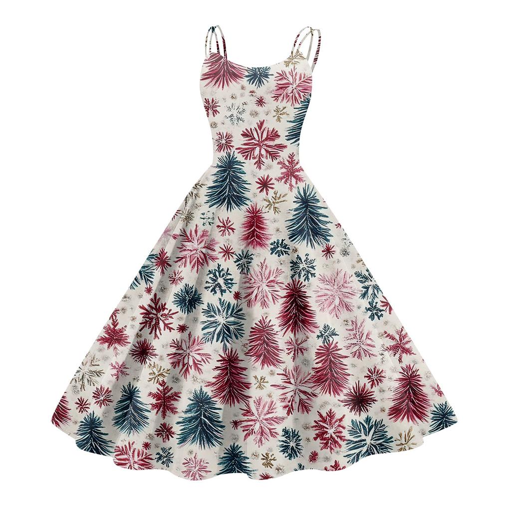Women's Fashion Christmas  Printed Sexy Strapless Gothic Cocktail Dress Punk, Vintage Dress.