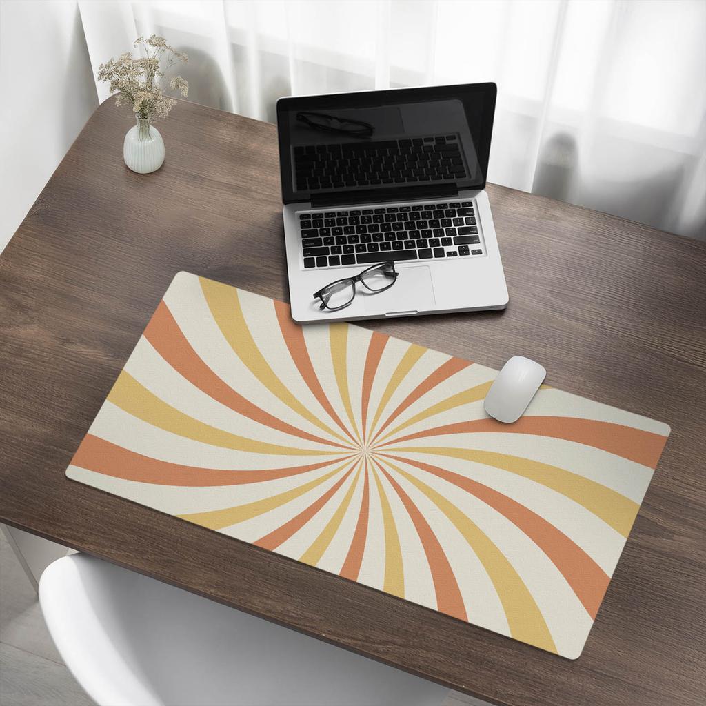 Anti-slip Mouse and Keyboard Mat with Retro Spinning Stripes 90x45 cm