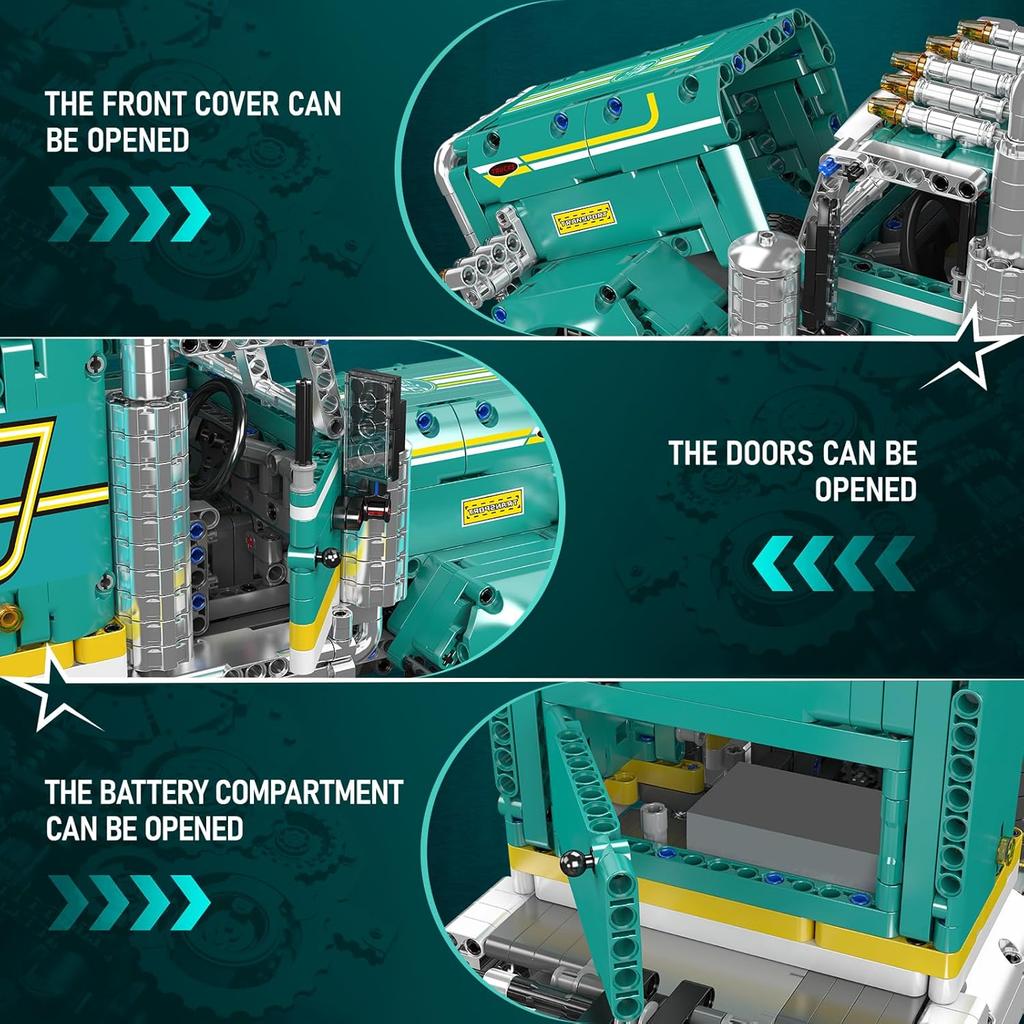 MOULD KING 13201 Набор строительных блоков для грузовика, Мобильная модель прицепа с управлением через приложение и пульт, Подарок для коллекции взрослых и молодежи (2064+Psc)