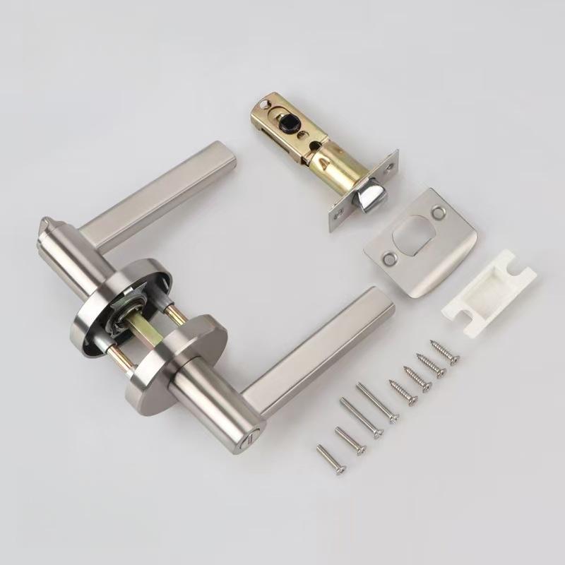 Privacy With Key for Home Security Knob Twist Lock Brushed Silver Heavy Duty Door Lever Handles Lock Door Knob Lock Set