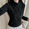Women S Fleece Lined Stand Collar Long Sleeve Sweatshirt Jacket