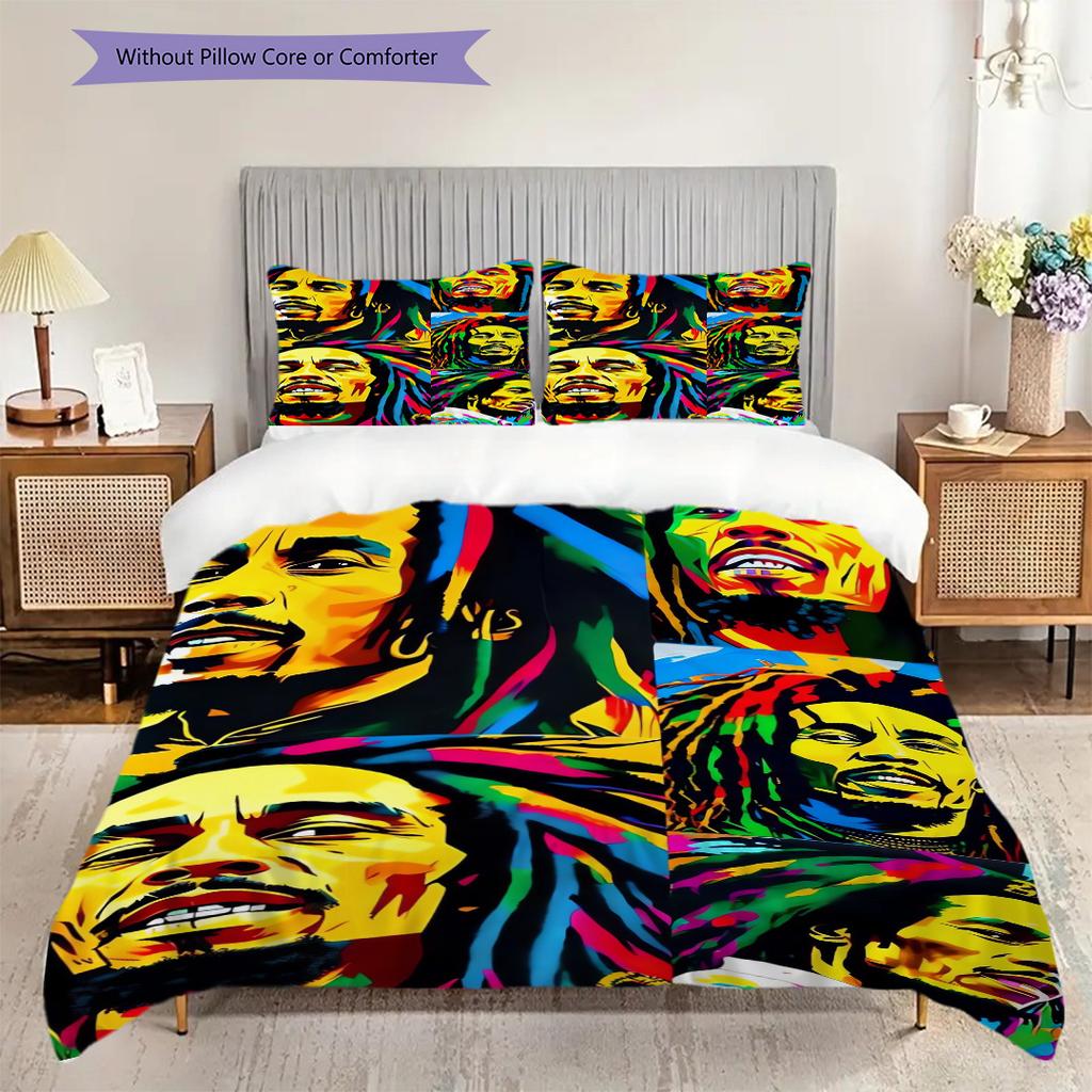 Vibrant Rasta Music Fusion Three-piece set (1 * duvet cover + 2 * pillowcase, without core) 2D Flat Christmas birthday gift Bedding set