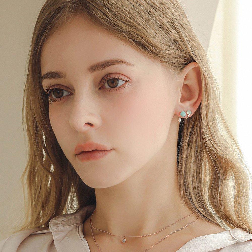 Серьги J.Lauren с авантюрином, сердоликом, серебром, застежка-one-touch M03684