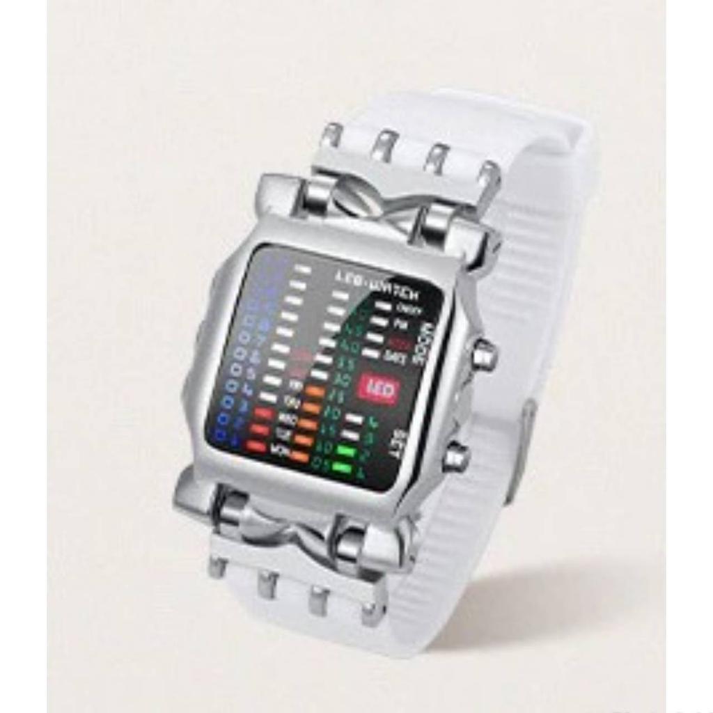 Модные бинарные спортивные часы, мужские часы с ремешком из нержавеющей стали, креативные часы со светодиодным дисплеем, водонепроницаемые цифровые наручные часы 30 м