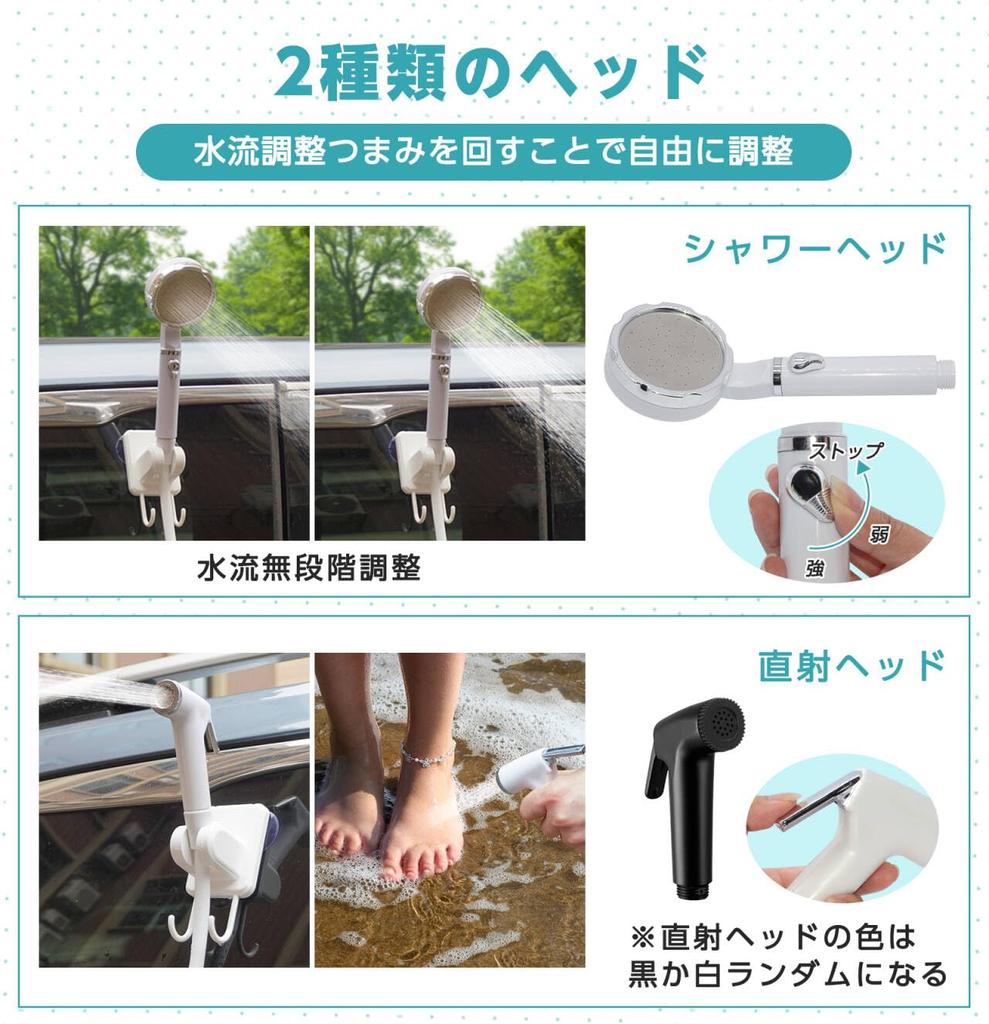 ZenCT Портативный Душ На Открытом Воздухе USB Перезаряжаемый 6000 мАч [Версия 2024 и Прямая Головка В Комплекте] Электрический Душ Кемпинг Плавная Регулировка Воды