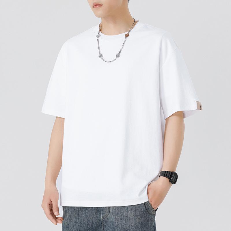 Мужская футболка свободного кроя, минималистичная, с круглым вырезом, однотонная, летняя, с коротким рукавом