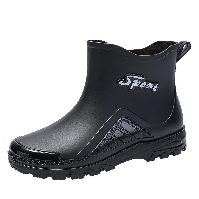 2025 Fashion Short Water Shoes Men's, Light and Wear-resistant Rubber Shoes Kitchen Non-slip Low-top Waterproof Rain Boots Men
