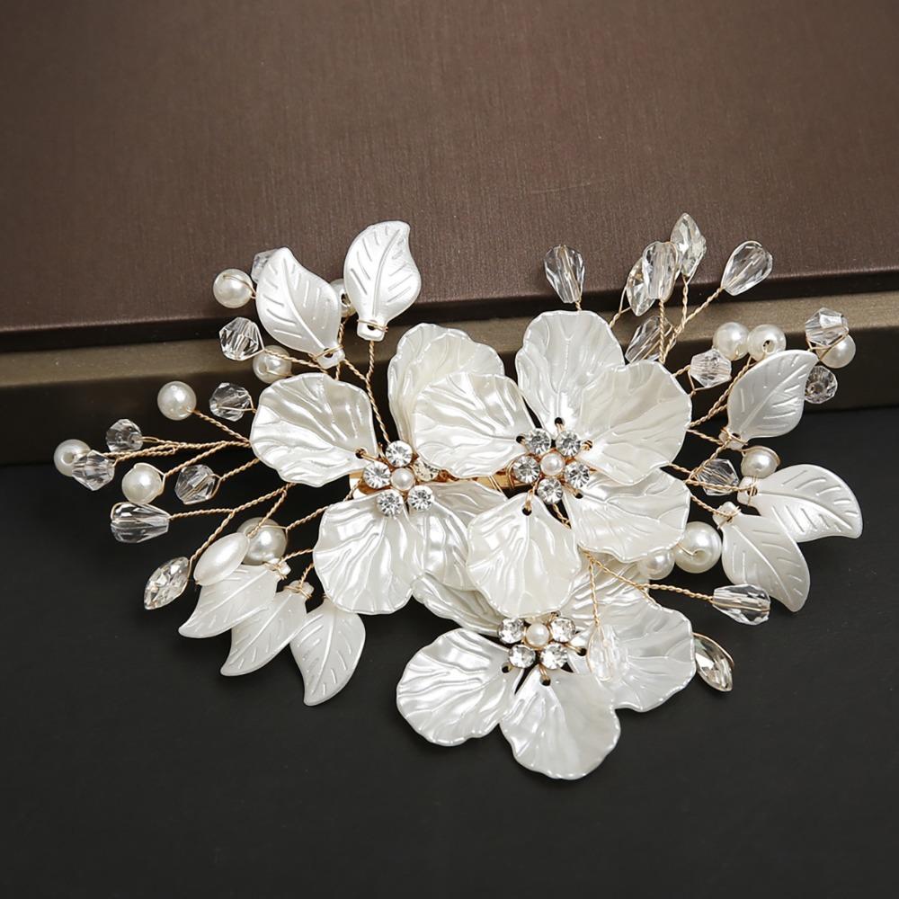 Crystal Pearl Flower Bridal Headwear Handmade Wedding Hairpin Bride Headdress Hair Jewelry