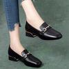 Soft-soled Loafers Women's 2025 Spring New Square Head Shallow Mouth Single Shoes Women's One-pedal Small Leather Shoes Square Heel British Style