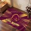 Brisbane Broncos Personalized Crystal Velvet Carpet, Customized Name Text Soft Anti‑Slip Rug for Living Room Bedroom